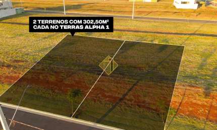 TERRENO NO TERRAS ALPHA 1 COM POSSIBILIDADE DE ÁREA TOTAL DE 605 m²