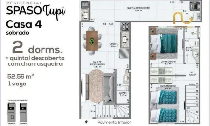 Sobrado com 2 dormitórios à venda, 52 m² por r$ 342.000,00 - tupi - praia grande/sp