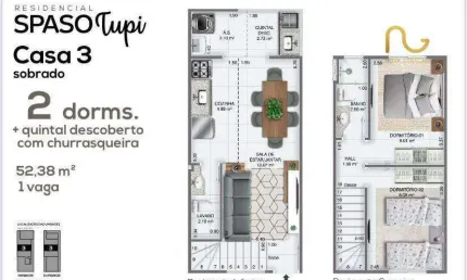 Sobrado com 2 dormitórios à venda, 52 m² por r$ 329.000,00 - tupi - praia grande/sp