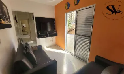 VENDO APARTAMENTO Á 100 METROS DA PRAIA DA AVIAÇÃO, 01 DORMITÓRIO COM SACADA E GARAGEM