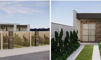 Geminado planta baixa com 3 quartos, possui 73m² e  2 vagas de garagem.
