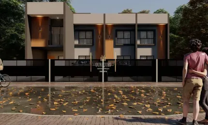 Sobrado geminado de 65m² com 2 quartos e 2 vagas de garagem.