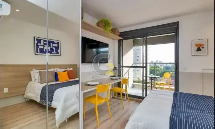 Apartamento studio á venda em pinheiros mobiliado, 1 quarto, 1 suíte, sem vaga  de garagem