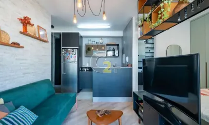 Apartamento mobiliado á venda na santa cecilia, 1 quarto, 1 suíte, 1 vaga de garagem.