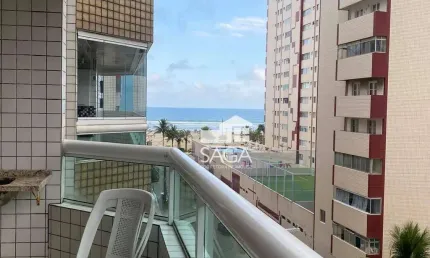 Vista mar! Apartamento com 2 dormitórios à venda, 112 m² por R$ 630.000 - Vila Guilhermina - Praia Grande/SP