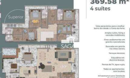 Duplex com 4 Suítes e 4 Vagas no Coração do Canto do Forte