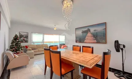 Apartamento Alto Padrão FRENTE MAR na Aviação, 3 suítes, lazer, confira em Praia Grande.