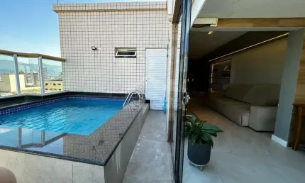 Cobertura na Vila Tupi 3 dormitórios, área gourmet, piscina privativa, confira em Praia Grande.