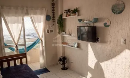 Apartamento MOBILIADO e VISTA MAR, 2 dormitórios, Sacada, Só na Imobiliária em Praia Grande.