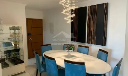 Apartamento mobiliado na aviação, 3 dormitórios, 2 vagas, confira em praia grande.