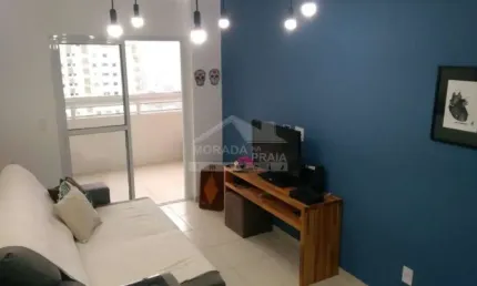 Apartamento mobiliado na aviação, 2 dormitórios, sacada, lazer, confira em praia grande.