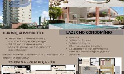 Apartamentos com 1 a 2 quartos, 56,32 a 78,96 m²- Praia da Enseada - Guarujá/SP
