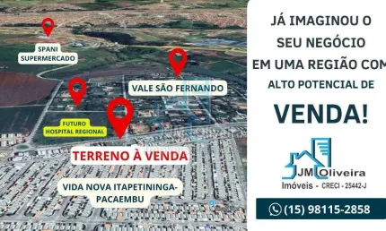 TERRENO COMERCIAL A VENDA  VIDA NOVA  ITAPETININGA - PACAEMBU VALE SAO FERNANDO - ITAPETININGA - SP