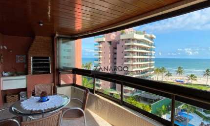 Apartamento vista mar à 30m da praia 4 dormitórios sendo 2 suítes à venda, 128 m² por R$ 2.700.000 - Riviera de São Lourenço - Bertioga/SP