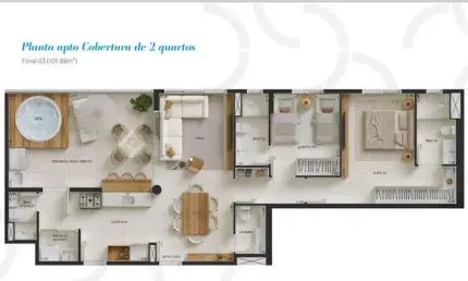 cobertuta linea no UP RESORT RESIDENCIAL AO LADO DA ESTAÇÃO DO METRO  QUADRA 102 SAMAMBAIA SUL