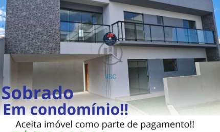Sobrado em condomínio não geminado a venda em pinhais, pode colocar portão privativo, aceita permuta