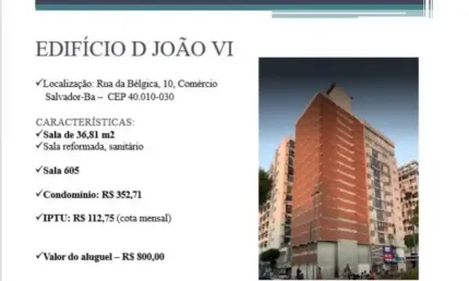 Sala comercial com 1 sala para alugar na Rua da Bélgica, Comércio, Salvador, 32 m2 por R$ 800