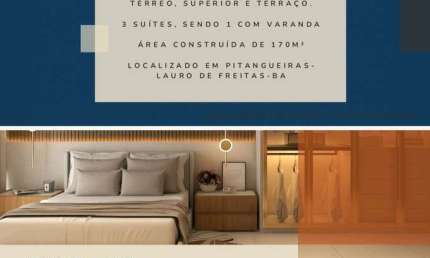 Casa com 3 quartos à venda na Rua Vinícius de Moraes, Buraquinho, Lauro de Freitas, 194 m2 por R$ 669.000