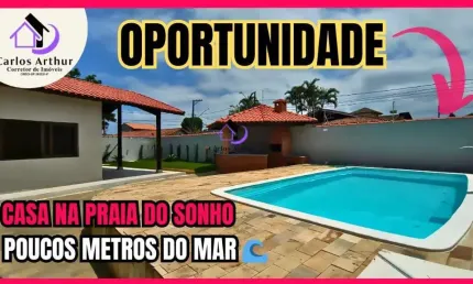 Casa na praia do sonho com piscina  próximo a praia itanhaém-sp