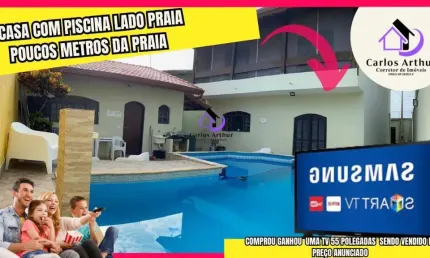 Casa com piscina lado praia em itanahem-sp por r$ 580.000,00