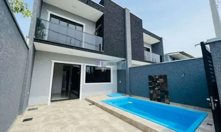 Sobrado contendo 3 dormitórios - espaço gourmet com churrasqueira e piscina.