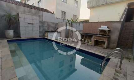 Sobreposta alta a venda em Santos, no Macuco de 3 dormitórios com suíte e piscina.
