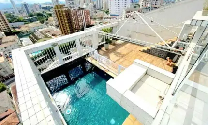 Cobertura triplex em santos – 3 dormitórios, 2 suítes, 2 vagas, piscina e churrasqueira na ponta da praia – 340 m² total