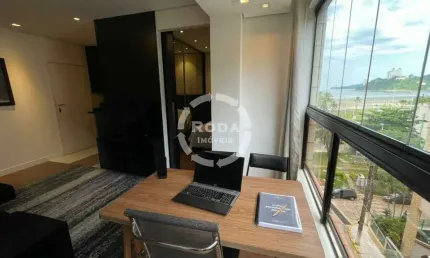 Flat 1 dormitório, vista mar na praia do itararé, são vicente (sp).