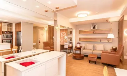 Elegance Imóveis vende apartamento mobiliado andar alto com 2 dormitórios transformado em 1 dormitório de luxo 2 vagas garagem Floresta Porto Alegre
