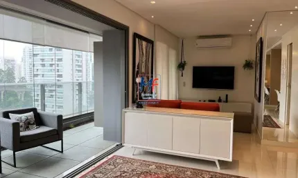 Excelente apto no Brooklin Paulista, com 81m² a.u., 1 dormitório (1 suíte), sala, cozinha, home office, varanda envidraçada, 2 vagas, lazer (REF 20.359)