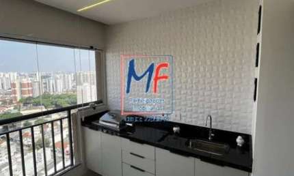 Excelente apto Parque da Mooca,  27 andar , 75m² a.u., 2 dormitórios (1 suíte), sala, cozinha,  lavabo, varanda gourmet e  churrasqueira, depósito, 1 vaga, lazer (REF 21.048)