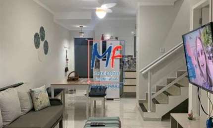 Excelente sobrado em cond. fechado na Morada da Praia, Bertioga/SP, com 92m² a.u., 2 dormitórios (2 suítes), sala, cozinha, churrasqueira, 1 vaga, lazer (REF 21.274)