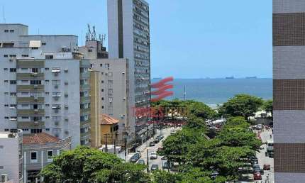 Lindo Apartamento Vista Mar com 3 dormitórios à venda, 102 m² por R$ 803.000 - Pompéia - Santos/SP