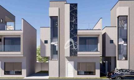 Triplex novo em condomínio à venda, com 03 quartos sendo 1 suíte, terraço com churrasqueira no Bairro Capão Raso, Curitiba/PR.