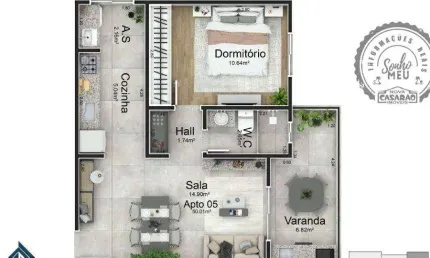 Apartamento com 1 quarto à venda na Rua Vitório Morbim, Vilamar, Praia Grande