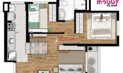 Apartamento com 2 dormitórios à venda, 48 m² por R$ 334.000,00 - Vila Galvão - Guarulhos/SP