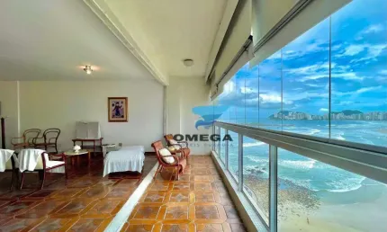 Frente mar - apartamento com 5 quartos sendo 2 suítes à venda, praia das pitangueiras - guarujá/sp.