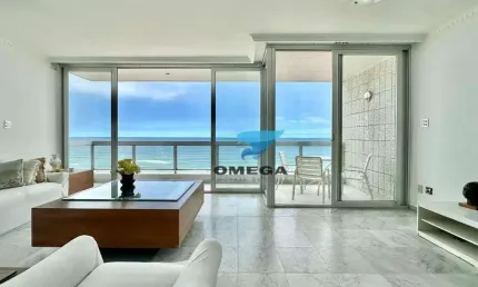 Apartamento frente mar à venda na praia das pitangueiras no guarujá i omega imoveis