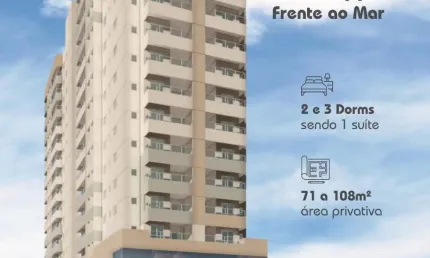 Mongaguá, prédio frente para o mar, 2 dorms, suite, sacada gourmet