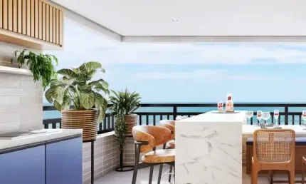 Apartamento 1 quarto sendo Suíte - Lazer completo - 65m²- Frente Mar - Flórida - Praia Grande - RP346