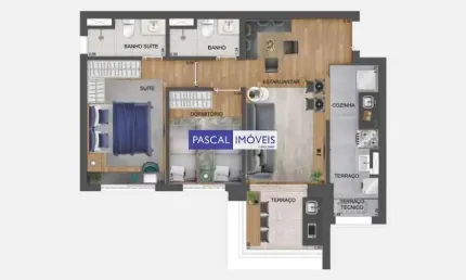 Apartamento com 2 quartos à venda na rua do estilo barroco, 695, brooklin, são paulo, 66 m2 por r$ 990.000