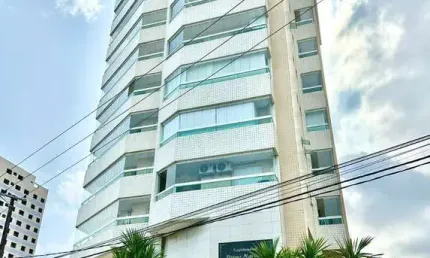 Apartamento 1 dormitório com sacada gourmet, em prédio frente a praia, com vista definitiva no caiçara em praia grande.