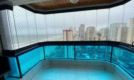 Apartamento com 3 dormitórios e vista definitiva para o mar em Praia Grande SP