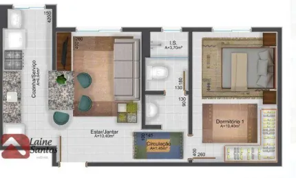 Apartamento com 1 dormitório à venda, 36 m² por R$ 199.000 - Santa Felicidade/Almirante Tamandaré/PR
