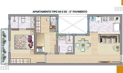 LINDO APARTAMENTO 2 DORM SENDO 1 SUÍTE | 1 VAGA - VENDA - VILA PROGRESSO - SANTO ANDRÉ/SP.