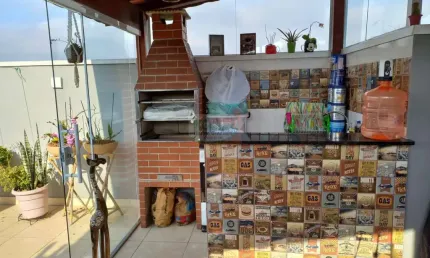 Linda cobertura vista livre planejada | 2 dorm c/ sacada | suíte | espaço gourmet planejado e c/ churrasqueira | 2 vagas cobertas - 100 mts - venda - r$ 380.00,00 - vila vitória - santo andré/sp.