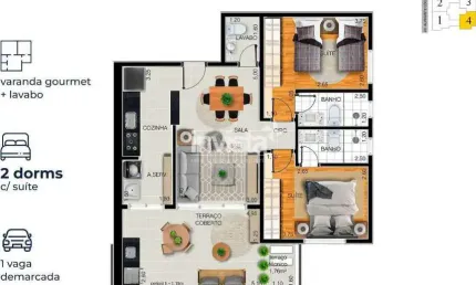Apartamento com 2 quartos à venda na Aparecida, Santos 