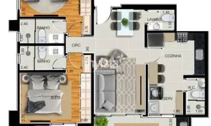 Apartamento com 2 quartos à venda no Embaré, Santos 