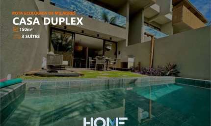 Kanui Milagres - Linda Casa Duplex com 3 suítes e piscina privativa, mobiliada e decorada
