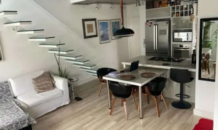 Condomínio Dinamarca no Itaim Bibi, Cobertura Duplex Mobiliado à venda de 77m² com 1 suítes, 1 vaga.